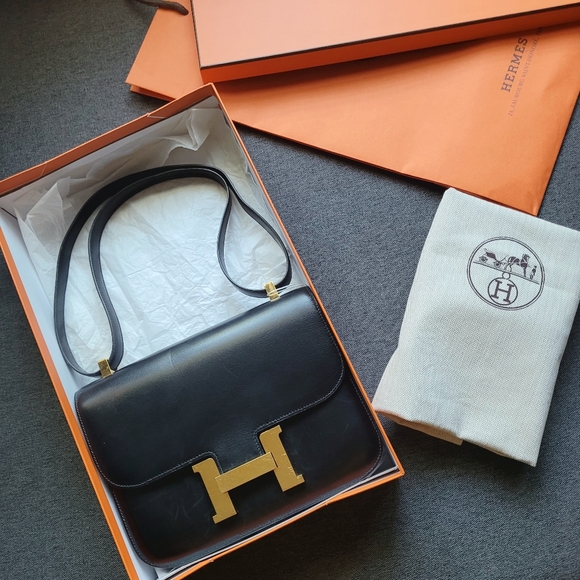 Hermes Constance 23 Box Leather Gold H Shoulder Bag Vintage Black - Picture 14 of 15